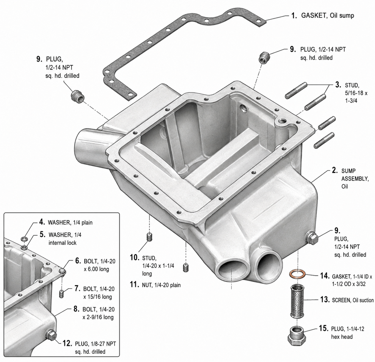 Lycoming O-360 Oil Sump Gasket Kit