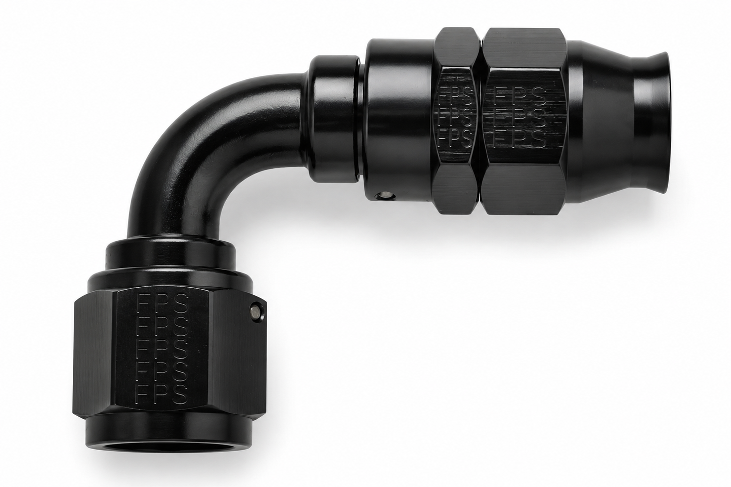 PTFE 90° Hose End | 12 AN Black Aluminum