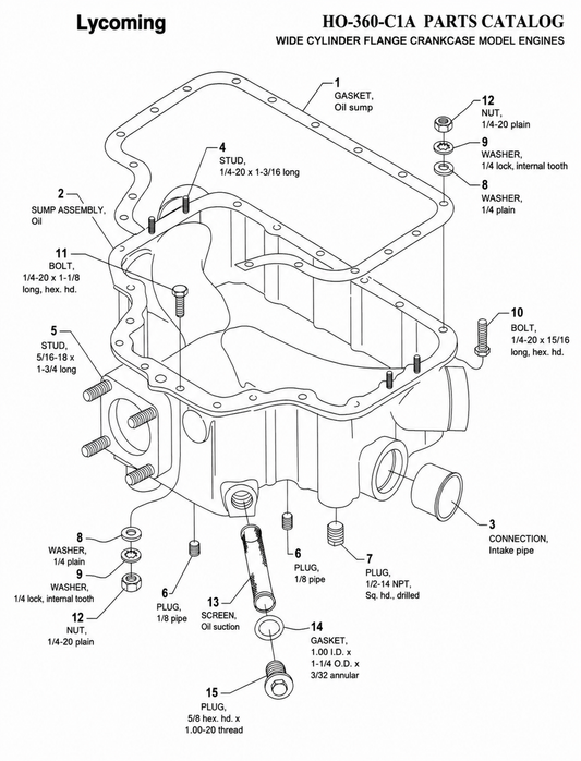 Lycoming 4-Cylinder Oil Sump Gasket Set