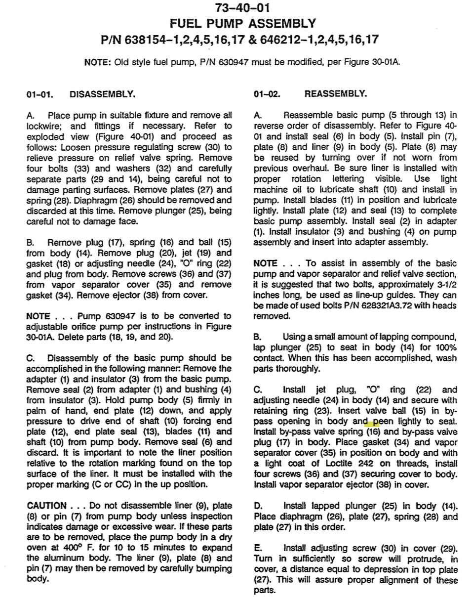 Continental Fuel Pump Seal Kit (638154-1, 2, 4, 5, 16, 17)(Airboat)
