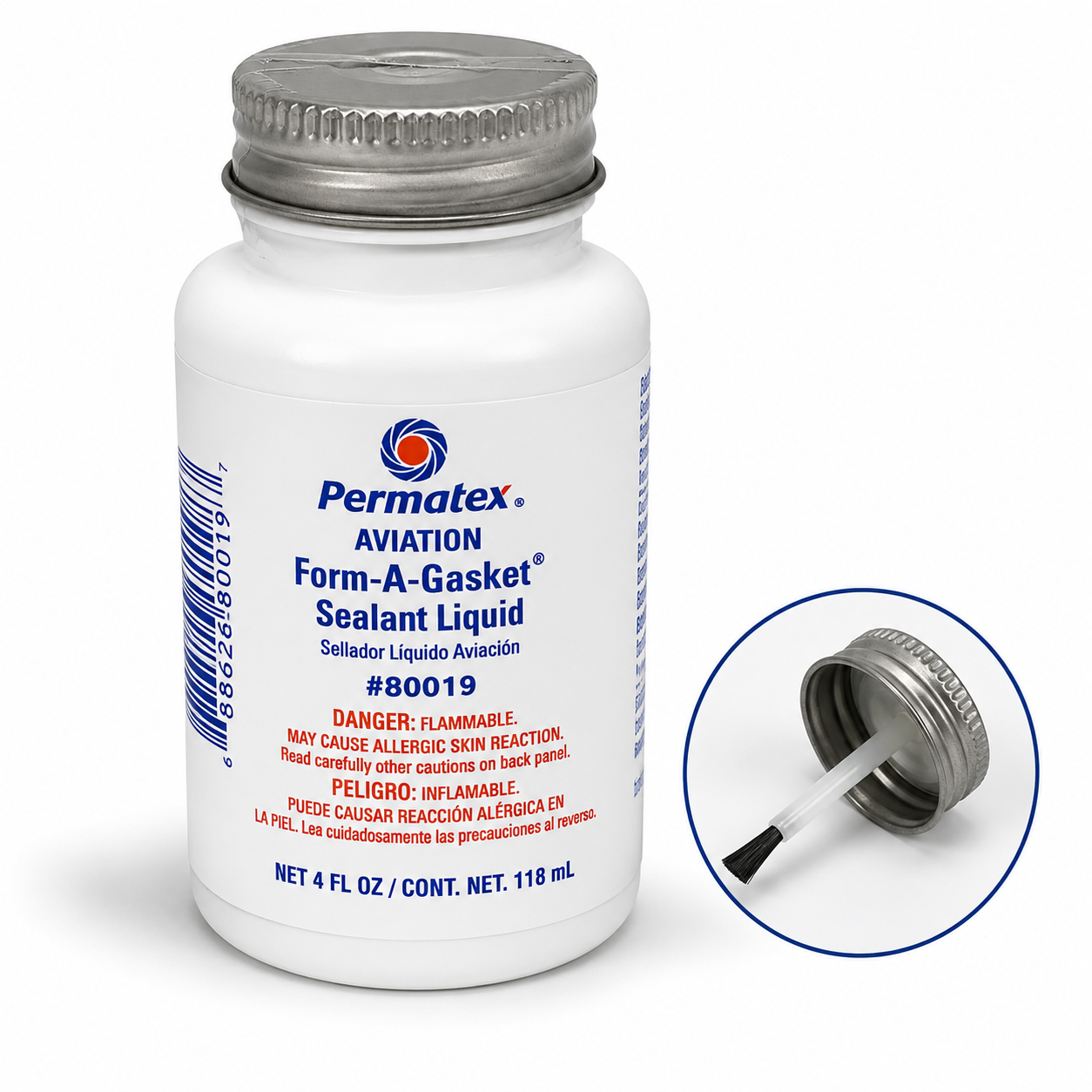 Permatex 80019 Aviation Form-A-Gasket No. 3 Sealant | 4 oz. Brush-Top Can | Oil Pan Sealant for Continental & Lycoming Engines