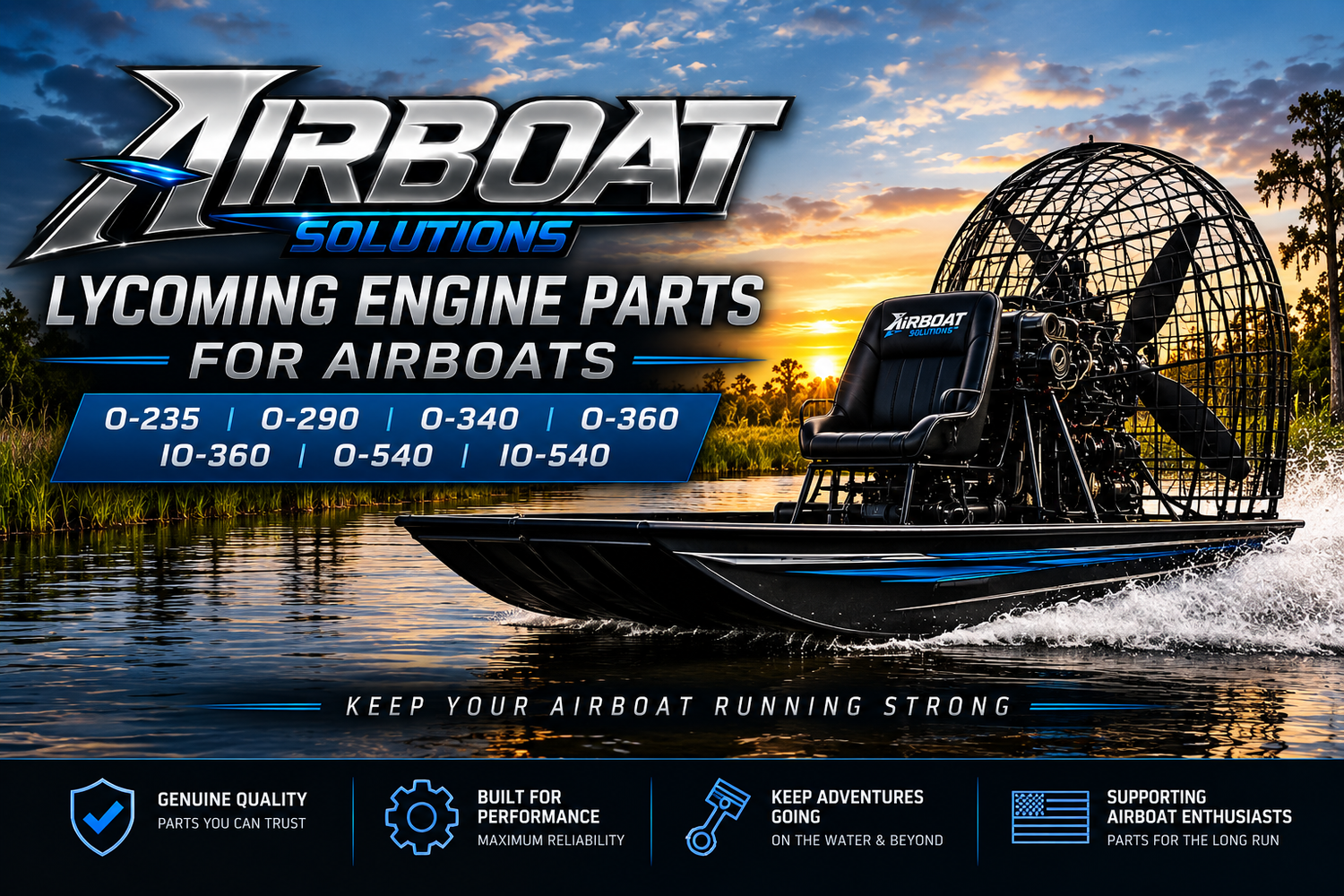 Lycoming Engine Parts for Airboats | O-235, O-290, O-340, O-360, IO-360, O-540 & IO-540