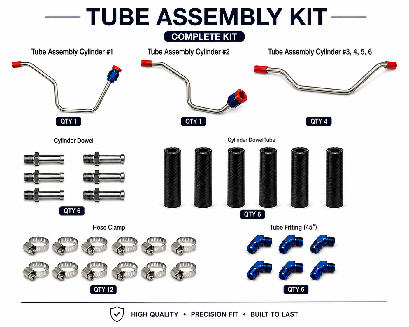 Lycoming 6-Cylinder Oil Drain Tube Kit | Complete Cylinder Oil Drain Kit | Airboat Solutions