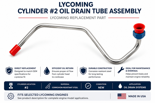 Lycoming Cylinder #2 Oil Drain Tube Assembly | Fits Select IO-540, O-540, AEIO-540 & TIO-540 Engines