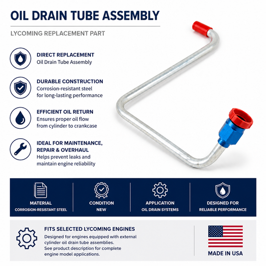 Lycoming Cylinder #2 Oil Drain Tube Assembly | Fits O-320, IO-320, O-360, IO-360 & More