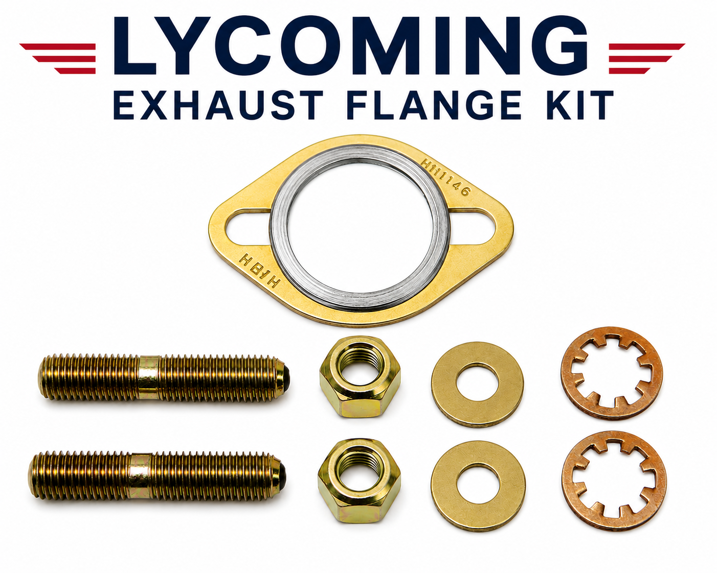 Lycoming Exhaust Flange Stud & Nut Hardware Kit | Fits O-235, O-320, O-360, O-540 & IO Series