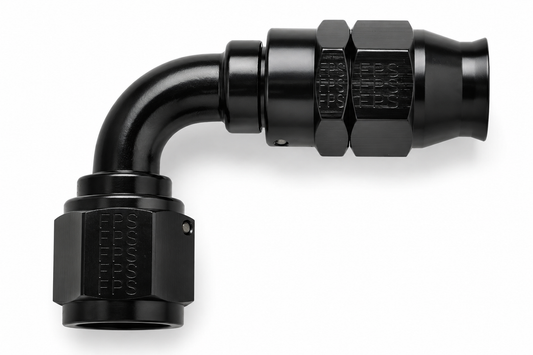 PTFE 90° Hose End | 12 AN Black Aluminum