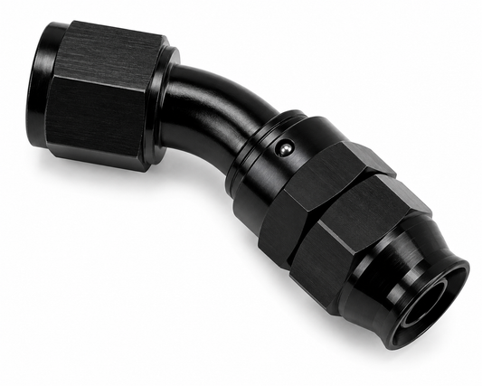 PTFE 45° Hose End | 12 AN Black AN Fitting