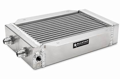 Aluminum Flange Mount Engine Oil Cooler | 1/2" NPT Temperature Sender Port | Airboat Applications