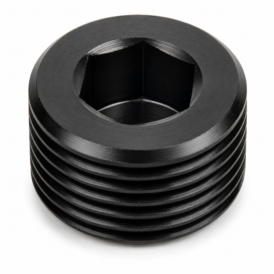 Oil Cooler Aluminum 1/2" NPT Male Pipe Plug | Black | Internal Allen