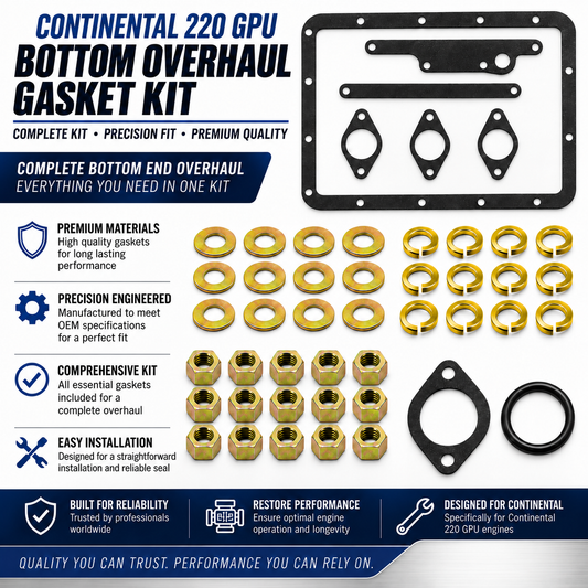 Continental 220 GPU Engine Complete Bottom Overhaul Gasket Kit