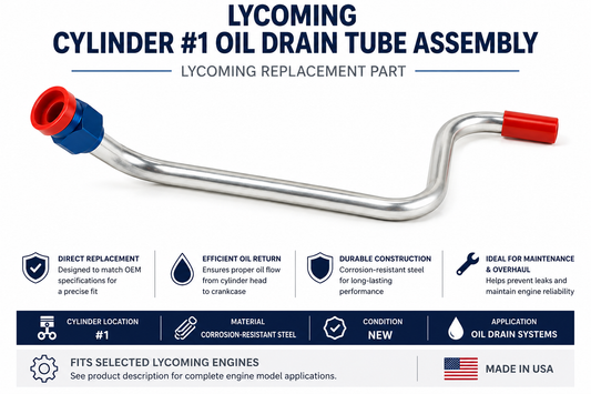 Lycoming Cylinder #1 Oil Drain Tube Assembly | Fits Select O-320, O-360, O-540, IO-320, IO-360 & IO-540 Engines