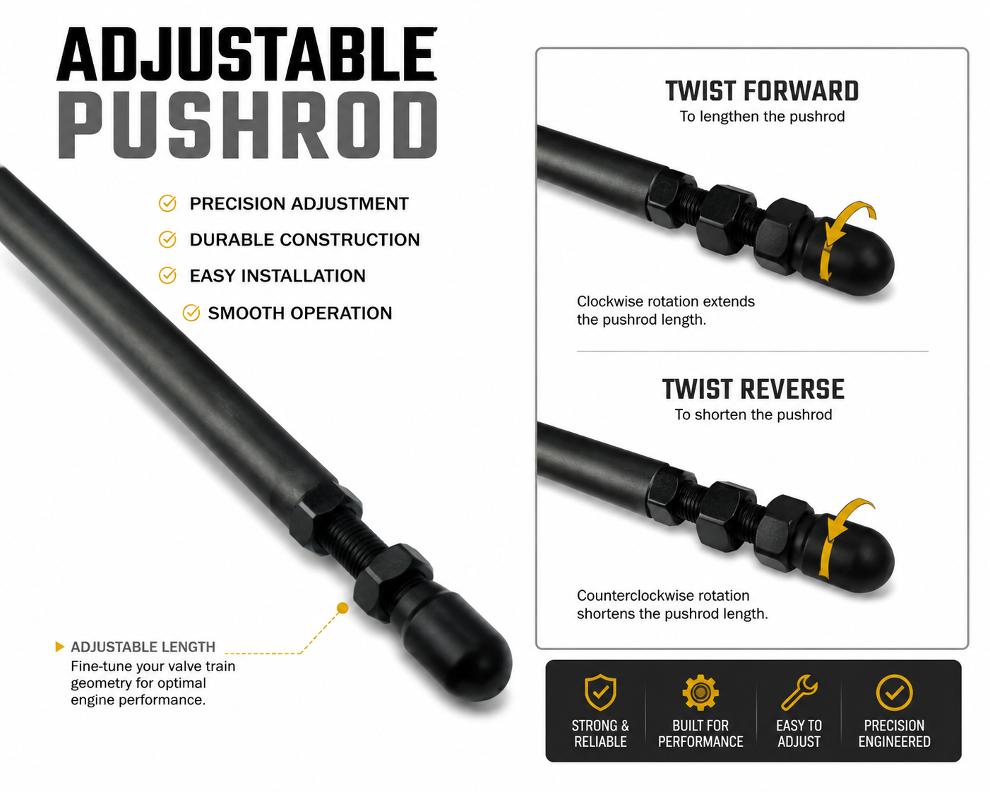 Lycoming Engine Adjustable Pushrods (Airboat)